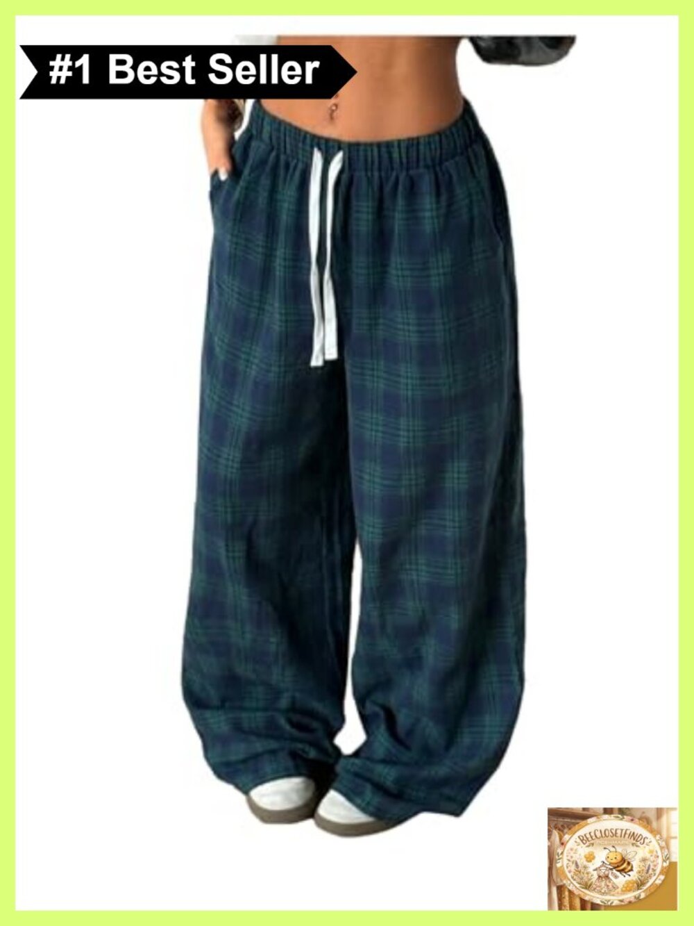 GORGLITTER Plaid Wide Leg Pants Y2K High Waisted Lounge